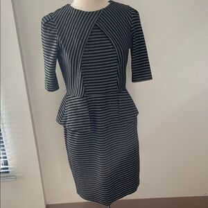 Gabby Skye Striped Black and Gray Ladies Size 8 Dress